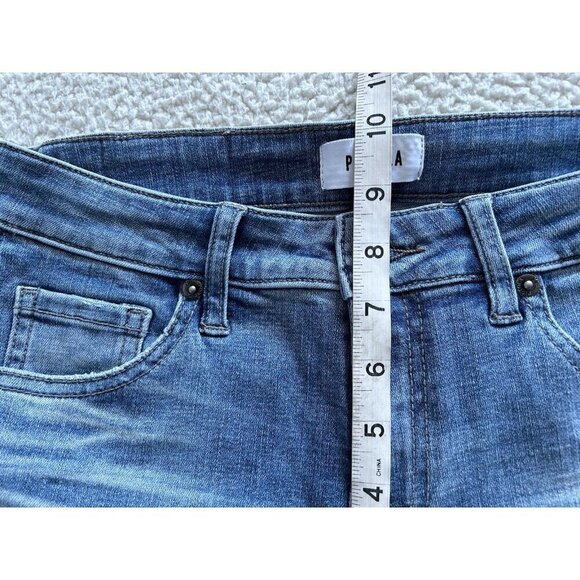 Pistola Womens Mid-Rise Whiskered Distressed Raw Hem Slim Leg Jeans Blue Size 27 - Picture 10 of 12
